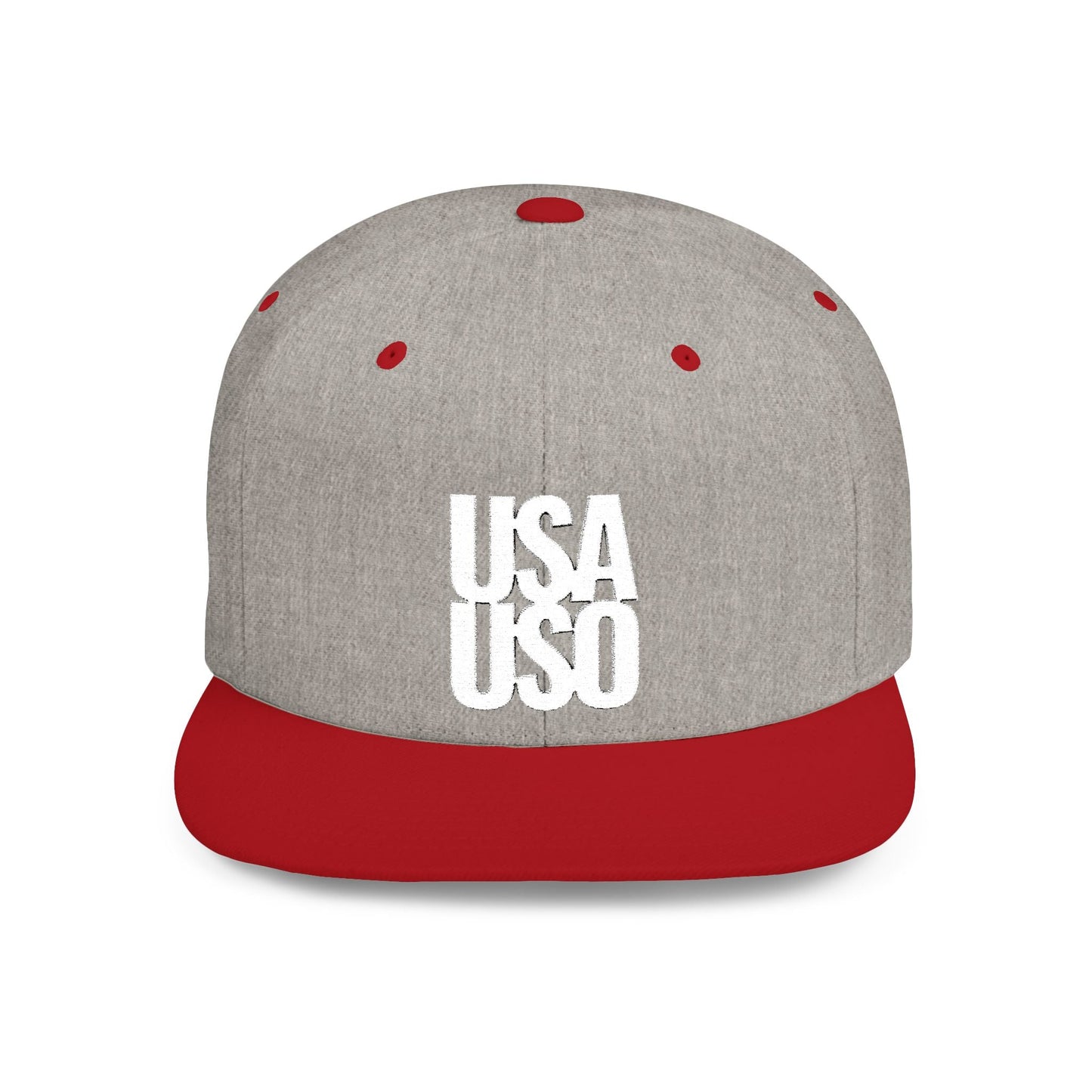 Flat Bill Snapback Hat - USA USO - White - The Koko Samoa