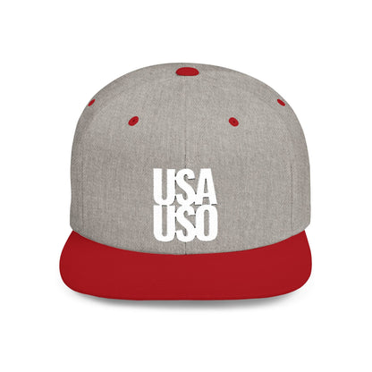 Flat Bill Snapback Hat - USA USO - White - The Koko Samoa