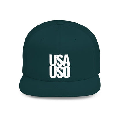 Flat Bill Snapback Hat — USA USO - White Embroidery - AU/NZ/USA - The Koko Samoa