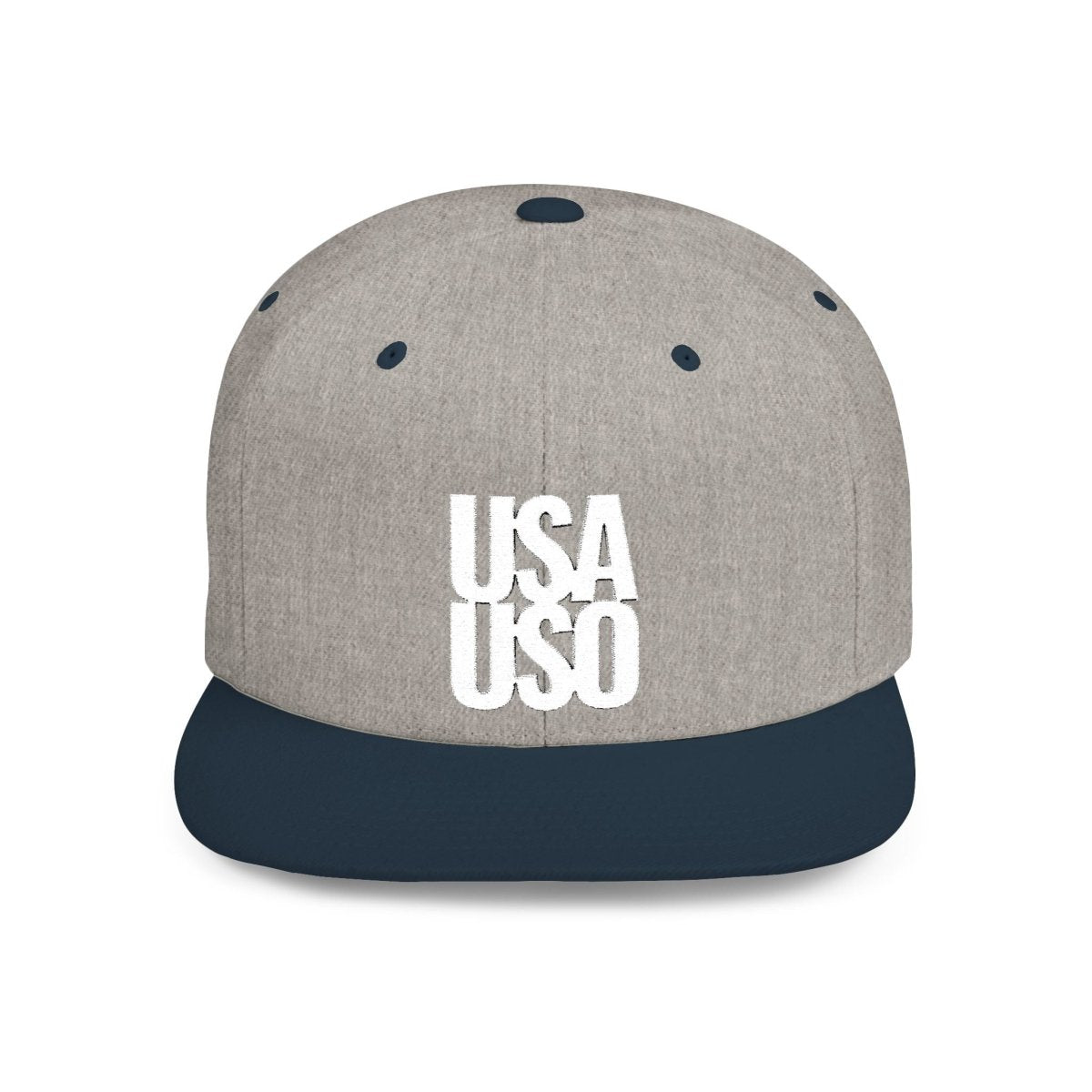 Flat Bill Snapback Hat — USA USO - White Embroidery - AU/NZ/USA - The Koko Samoa