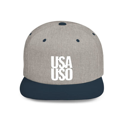 Flat Bill Snapback Hat — USA USO - White Embroidery - AU/NZ/USA - The Koko Samoa