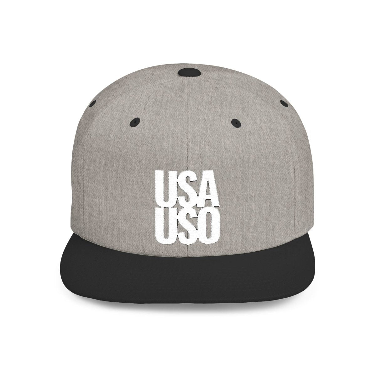 Flat Bill Snapback Hat — USA USO - White Embroidery - AU/NZ/USA - The Koko Samoa