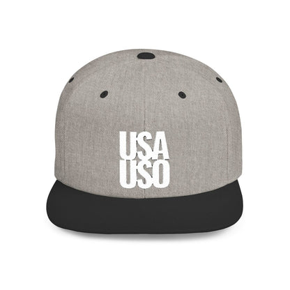 Flat Bill Snapback Hat — USA USO - White Embroidery - AU/NZ/USA - The Koko Samoa