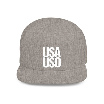 Flat Bill Snapback Hat — USA USO - White Embroidery - AU/NZ/USA - The Koko Samoa