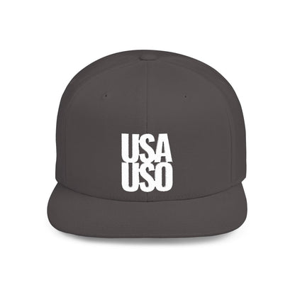 Flat Bill Snapback Hat — USA USO - White Embroidery - AU/NZ/USA - The Koko Samoa