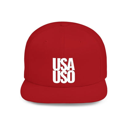 Flat Bill Snapback Hat — USA USO - White Embroidery - AU/NZ/USA - The Koko Samoa