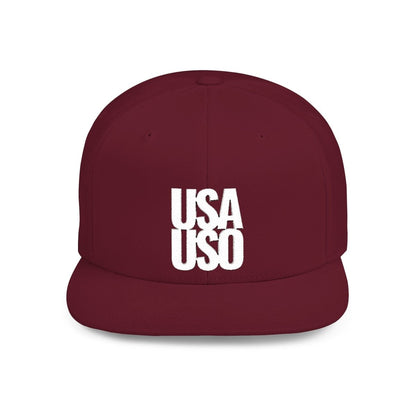 Flat Bill Snapback Hat — USA USO - White Embroidery - AU/NZ/USA - The Koko Samoa