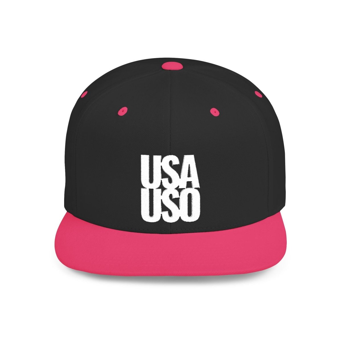 Flat Bill Snapback Hat — USA USO - White Embroidery - AU/NZ/USA - The Koko Samoa