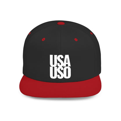 Flat Bill Snapback Hat — USA USO - White Embroidery - AU/NZ/USA - The Koko Samoa