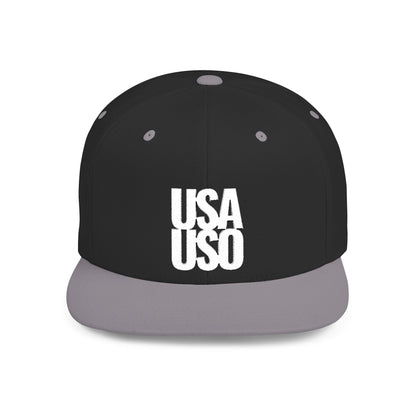 Flat Bill Snapback Hat — USA USO - White Embroidery - AU/NZ/USA - The Koko Samoa