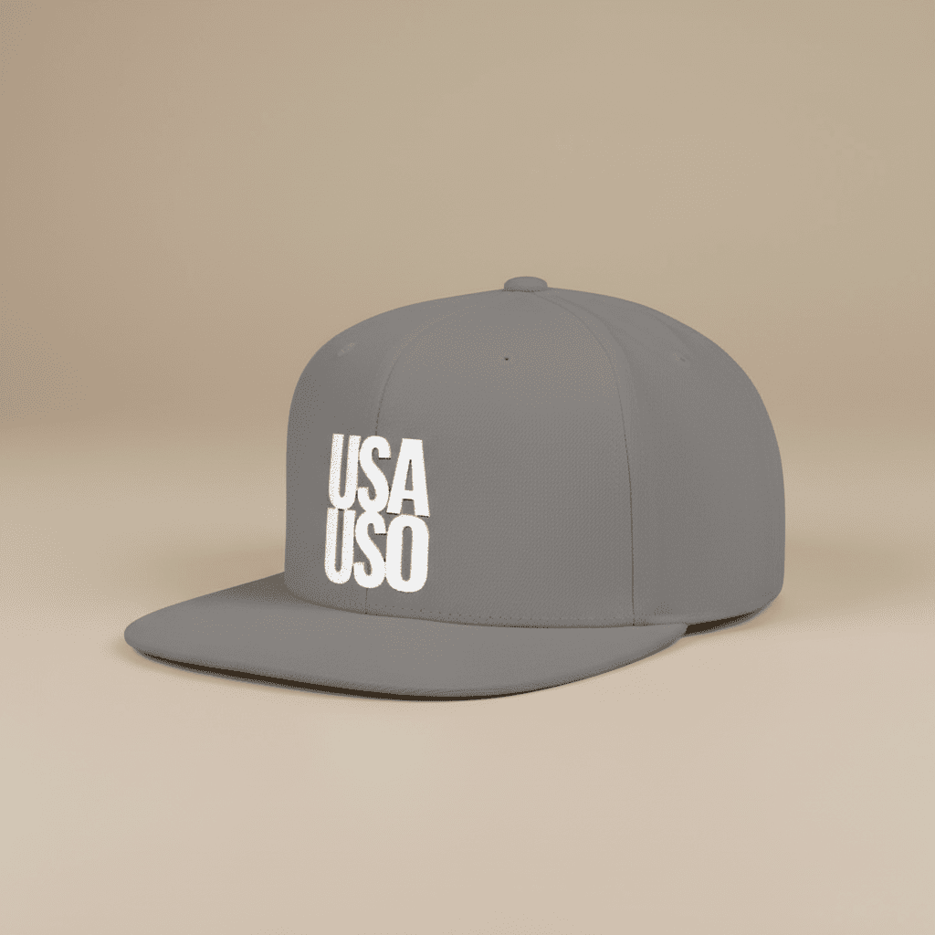 Flat Bill Snapback Hat — USA USO - White Embroidery - AU/NZ/USA - The Koko Samoa