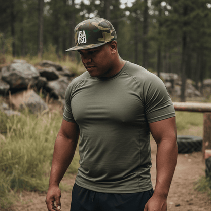 Flat Bill Snapback Hat — USA USO - White Embroidery - AU/NZ/USA - The Koko Samoa