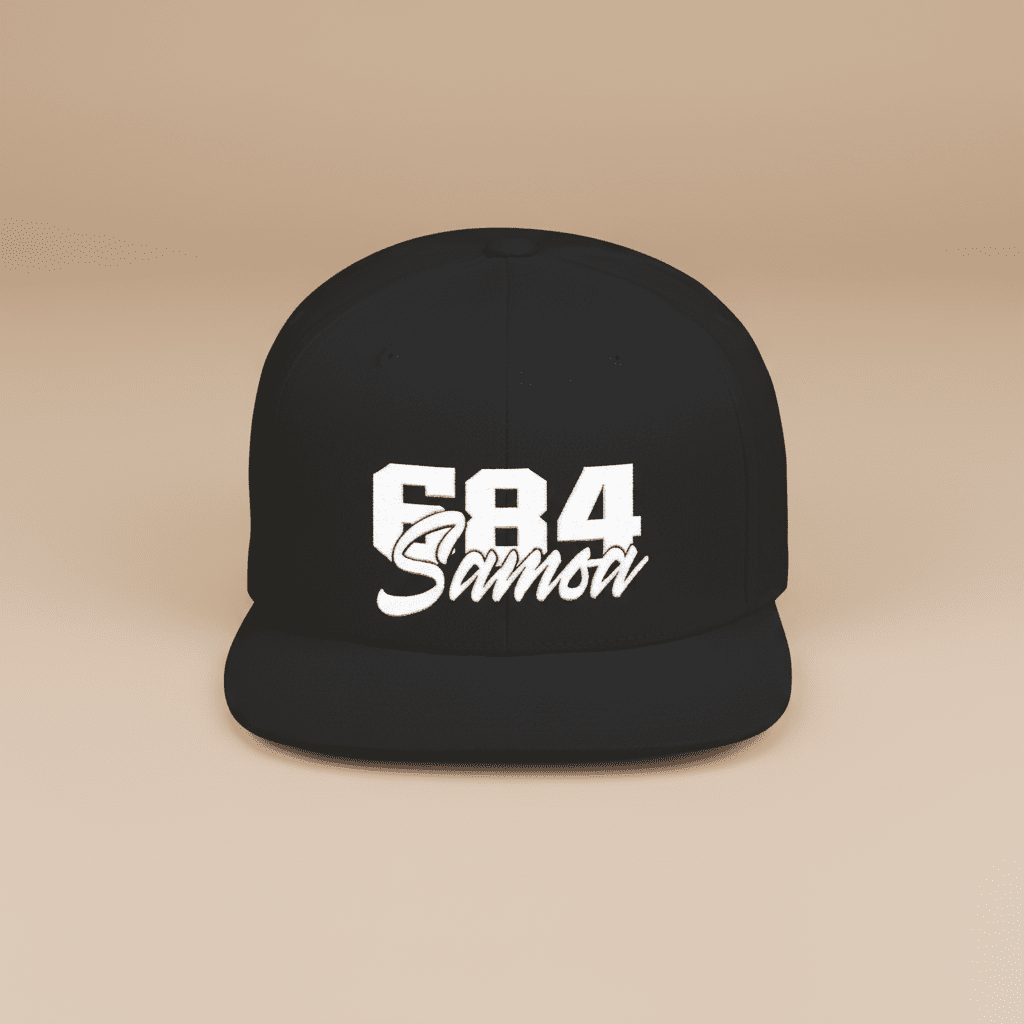 Flat Bill Snapback Hat - 684 Samoa - White Embroidery - AU/NZ/USA - The Koko Samoa