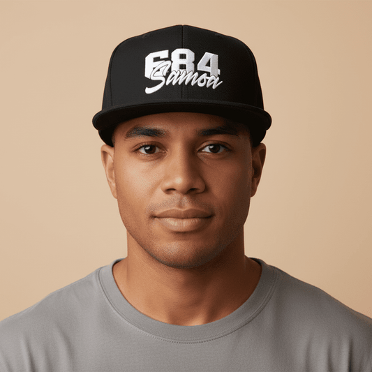Flat Bill Snapback Hat - 684 Samoa - White Embroidery - AU/NZ/USA - The Koko Samoa