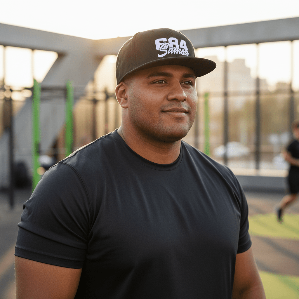 Flat Bill Snapback Hat - 684 Samoa - White Embroidery - AU/NZ/USA - The Koko Samoa