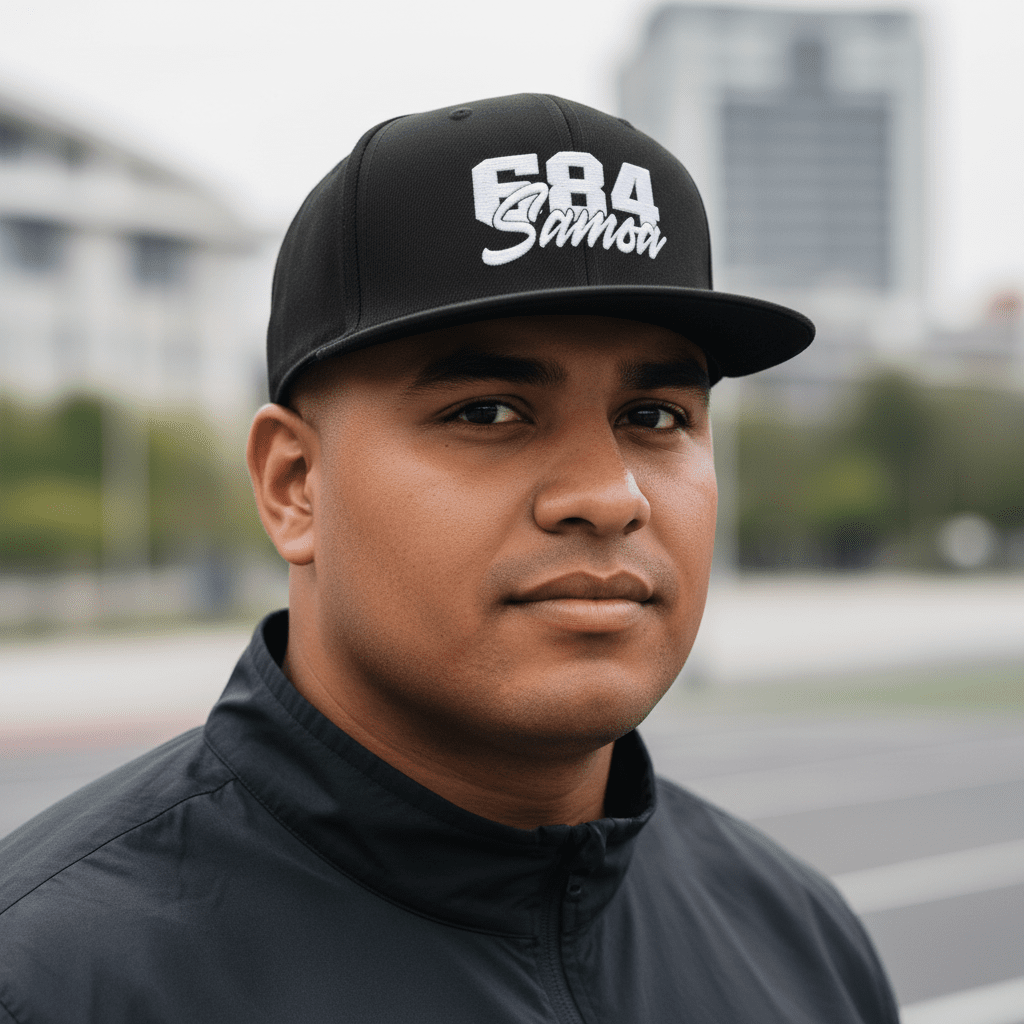 Flat Bill Snapback Hat - 684 Samoa - White Embroidery - AU/NZ/USA - The Koko Samoa