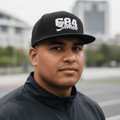 Flat Bill Snapback Hat - 684 Samoa - White Embroidery - AU/NZ/USA - The Koko Samoa