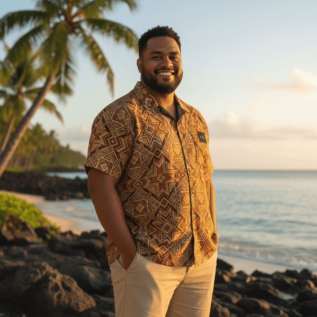 KoaTech™ - Hawaiian Button - Down Shirt - Earthline - AU/NZ/USA - The Koko Samoa