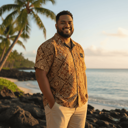 KoaTech™ - Hawaiian Button - Down Shirt - Earthline - AU/NZ/USA - The Koko Samoa