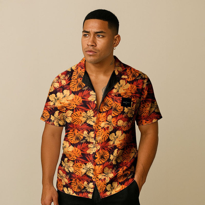 KoaTech™ - Hawaiian Button - Down Shirt - Lalomanu Ember - AU/NZ/USA - The Koko Samoa