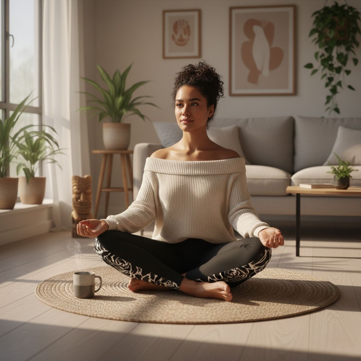 Black FYBY IslandFlex mid-rise leggings with a subtle Faleasiu Nights pattern, shown in XS size on a flat lay.