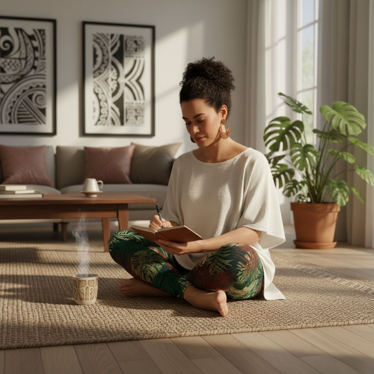 IslandFlex Mid - Rise Leggings - Tafatafa Greens - AU/NZ/USA - The Koko Samoa