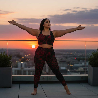 IslandFlex Mid - Rise Leggings - Elei Red - AU/NZ/USA - The Koko Samoa