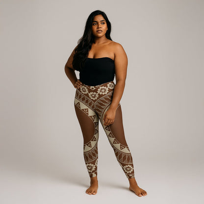 PasifikaOne Mid - Rise Leggings - Fiji Brown - AU/NZ/USA - The Koko Samoa