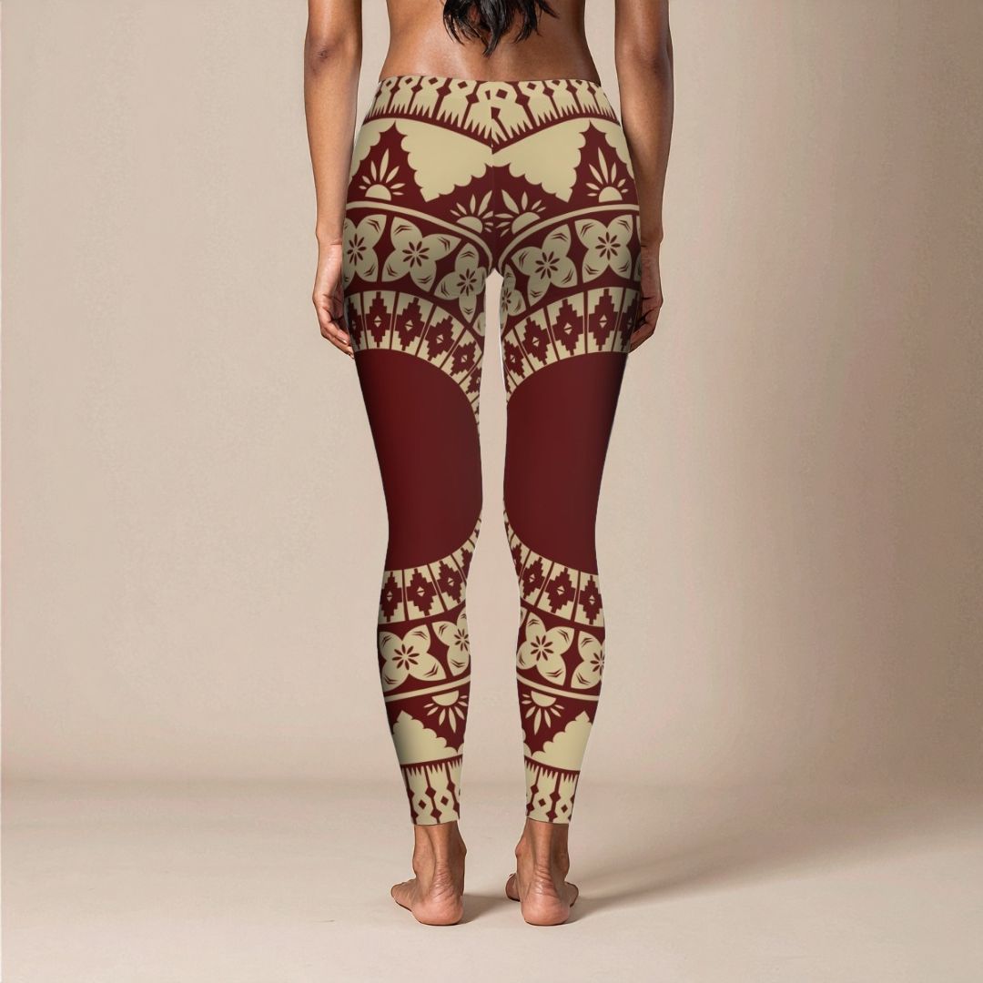 PasifikaOne Mid - Rise Leggings - Fiji Red - AU/NZ/USA - The Koko Samoa