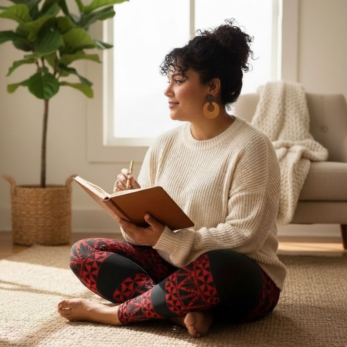 PasifikaOne Mid - Rise Leggings - Tonga Black Red - AU/NZ/USA - The Koko Samoa