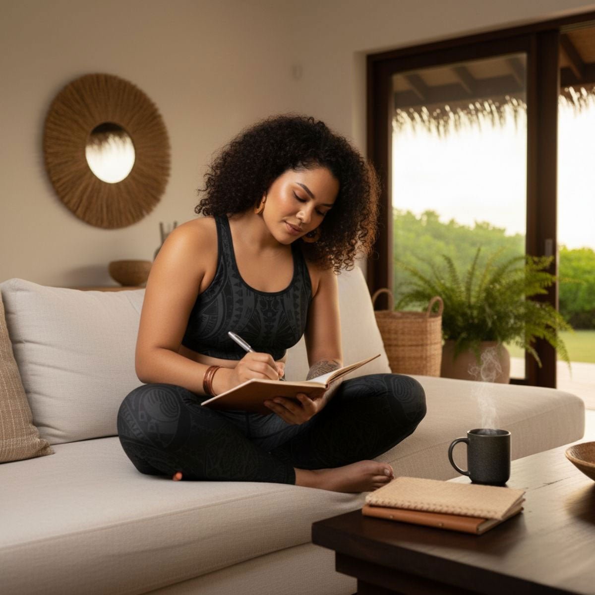 Black seamless sports bra by FYBY with stitching detail, ideal for activewear, featuring the Warrior design.