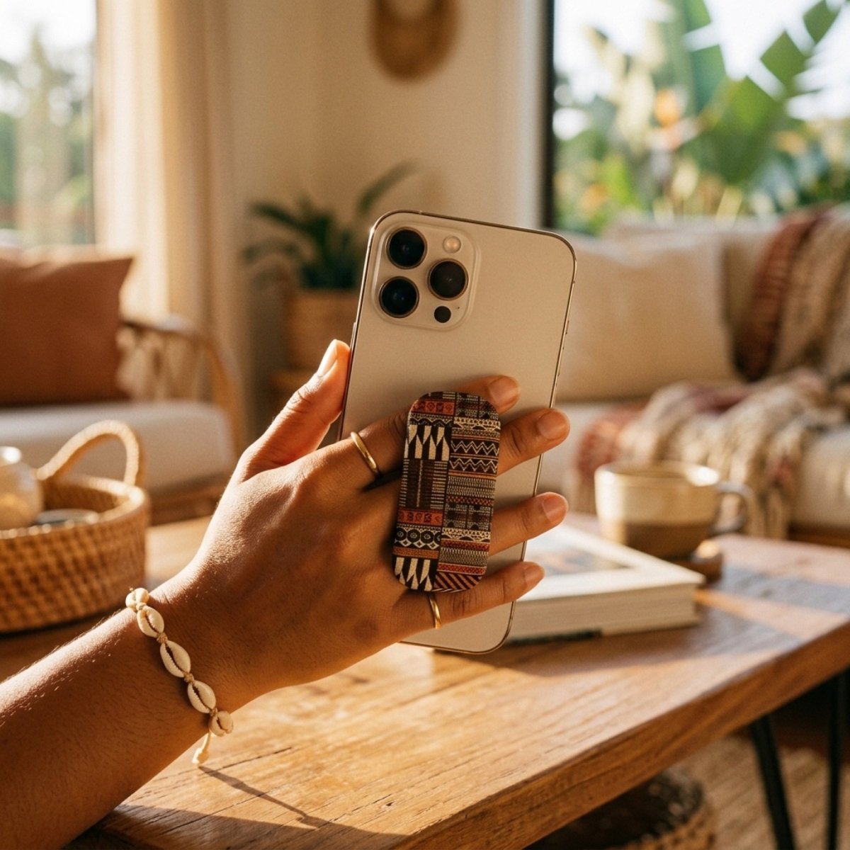 Apia Grip Stand accessory for phones, featuring a stylish design, suitable for AU, NZ, and USA regions.