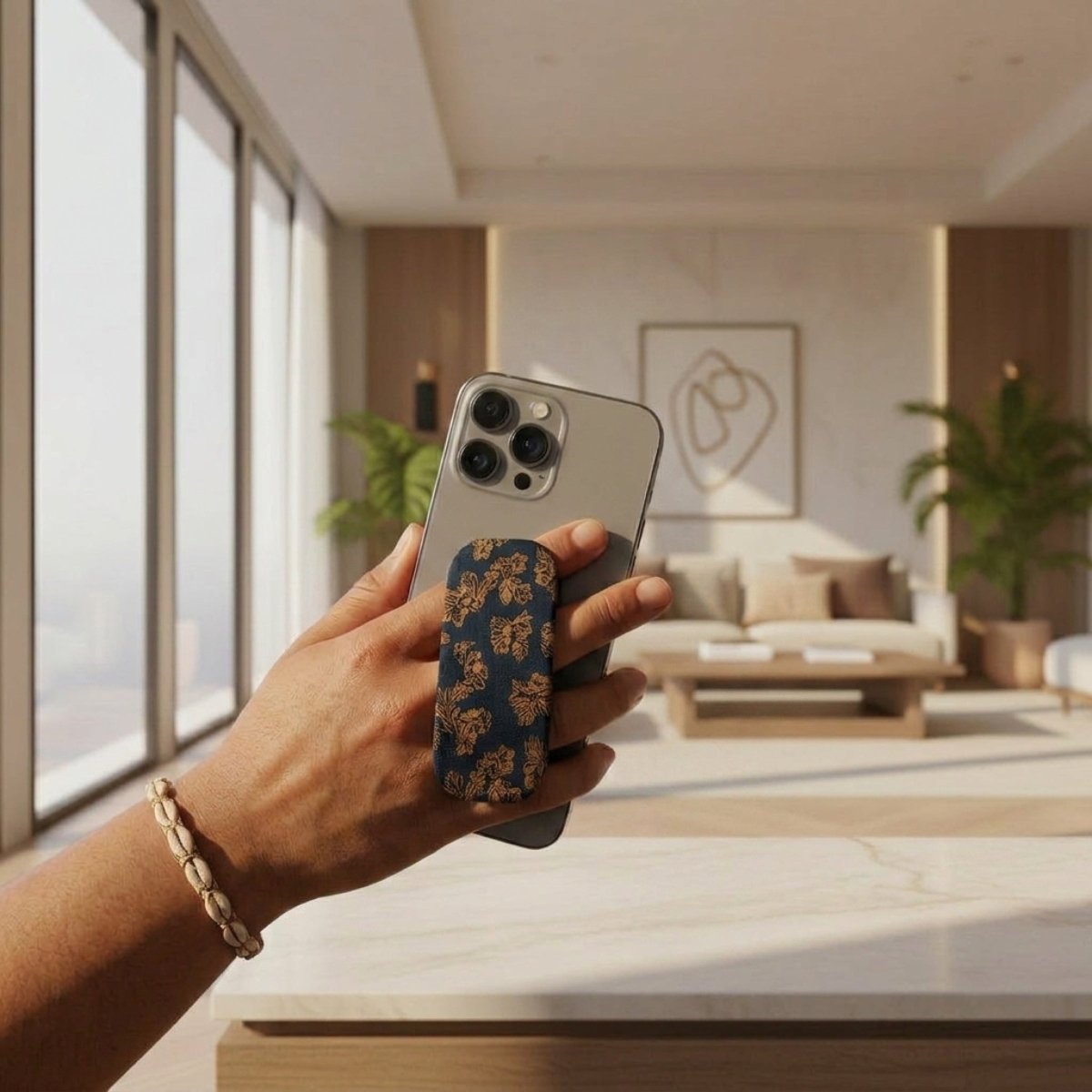 WOYC Fagaloa phone grip stand with Samoan design, versatile accessory for smartphones, in vibrant colors.