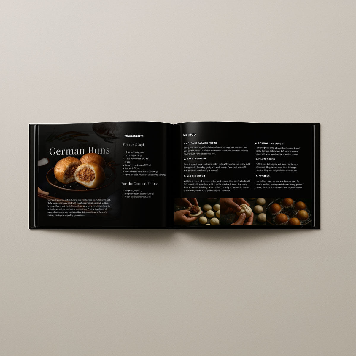 Samoan Delights Volume 2 cookbook resting on a kitchen bench