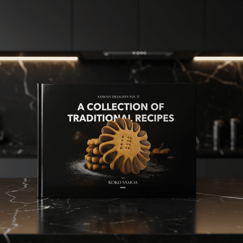 Volume 2 of the Samoan Delights hardcover cookbook, front cover