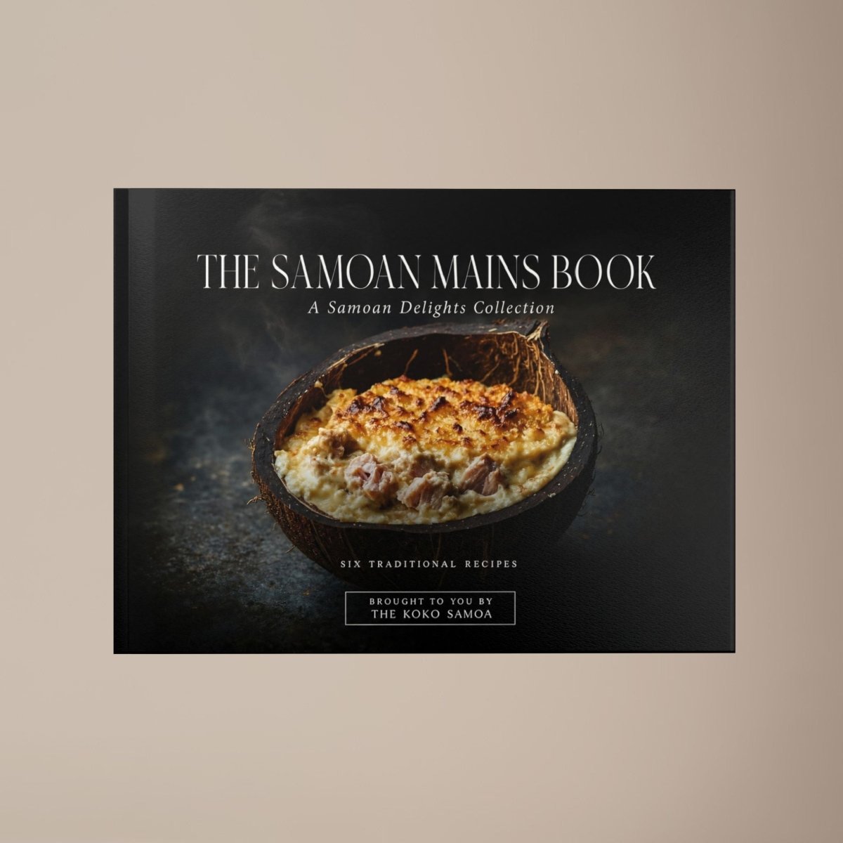 Hardcover keepsake book featuring 6 traditional Samoan recipes, ideal for culinary enthusiasts and cultural preservation.