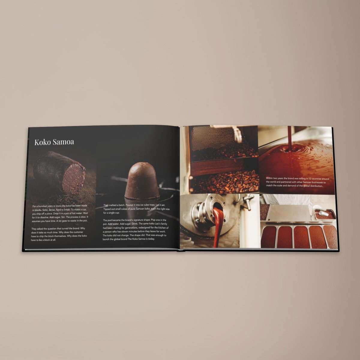 Hardcover keepsake book titled "The Samoan Sweets Book" with six traditional Samoan recipes, by District Photo.