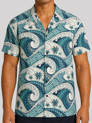 Hawaiian Camp Shirt - Blue Waves - AU/NZ/USA - The Koko Samoa