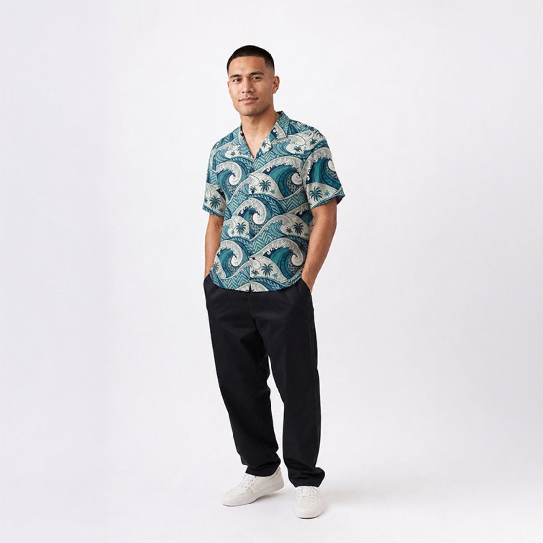 Hawaiian Camp Shirt - Blue Waves - AU/NZ/USA - The Koko Samoa