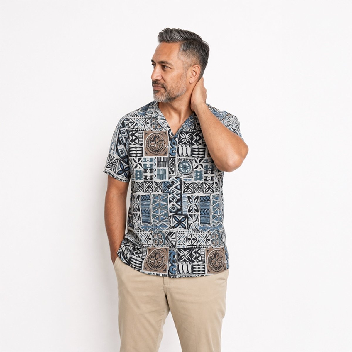Hawaiian Camp Shirt - Elei Steel - AU/NZ/USA - The Koko Samoa