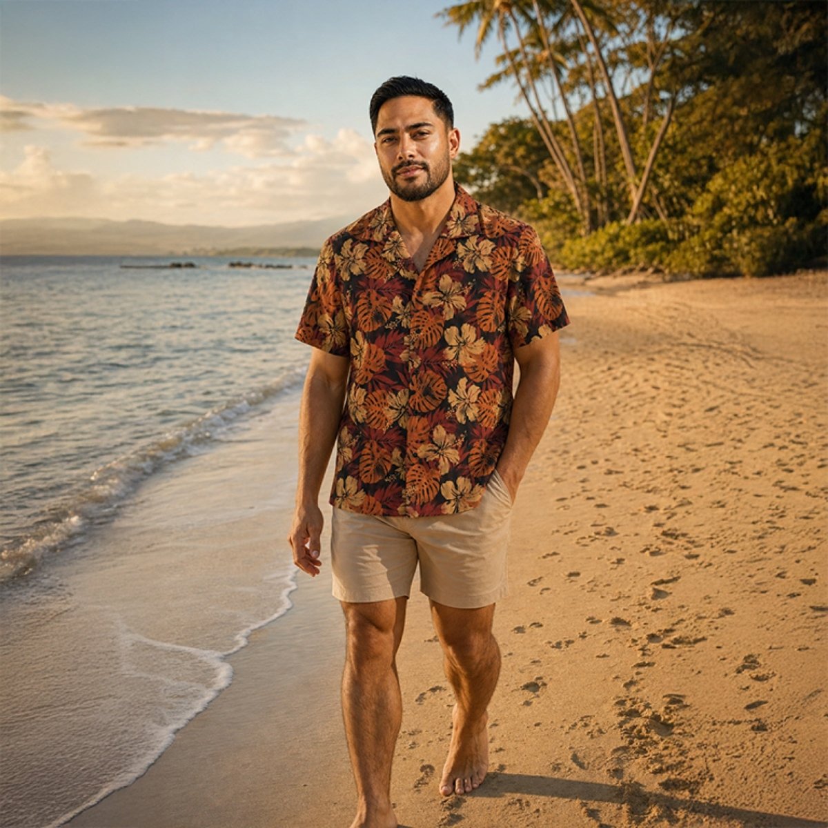 Hawaiian Camp Shirt - Lalomanu Ember - AU/NZ/USA - The Koko Samoa
