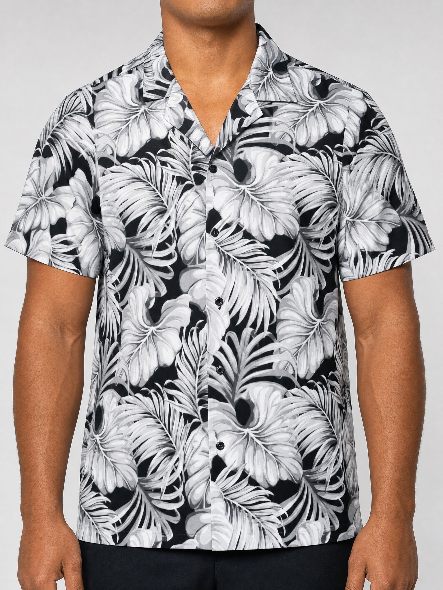 Hawaiian Camp Shirt - Falealili Shades on a light grey studio background