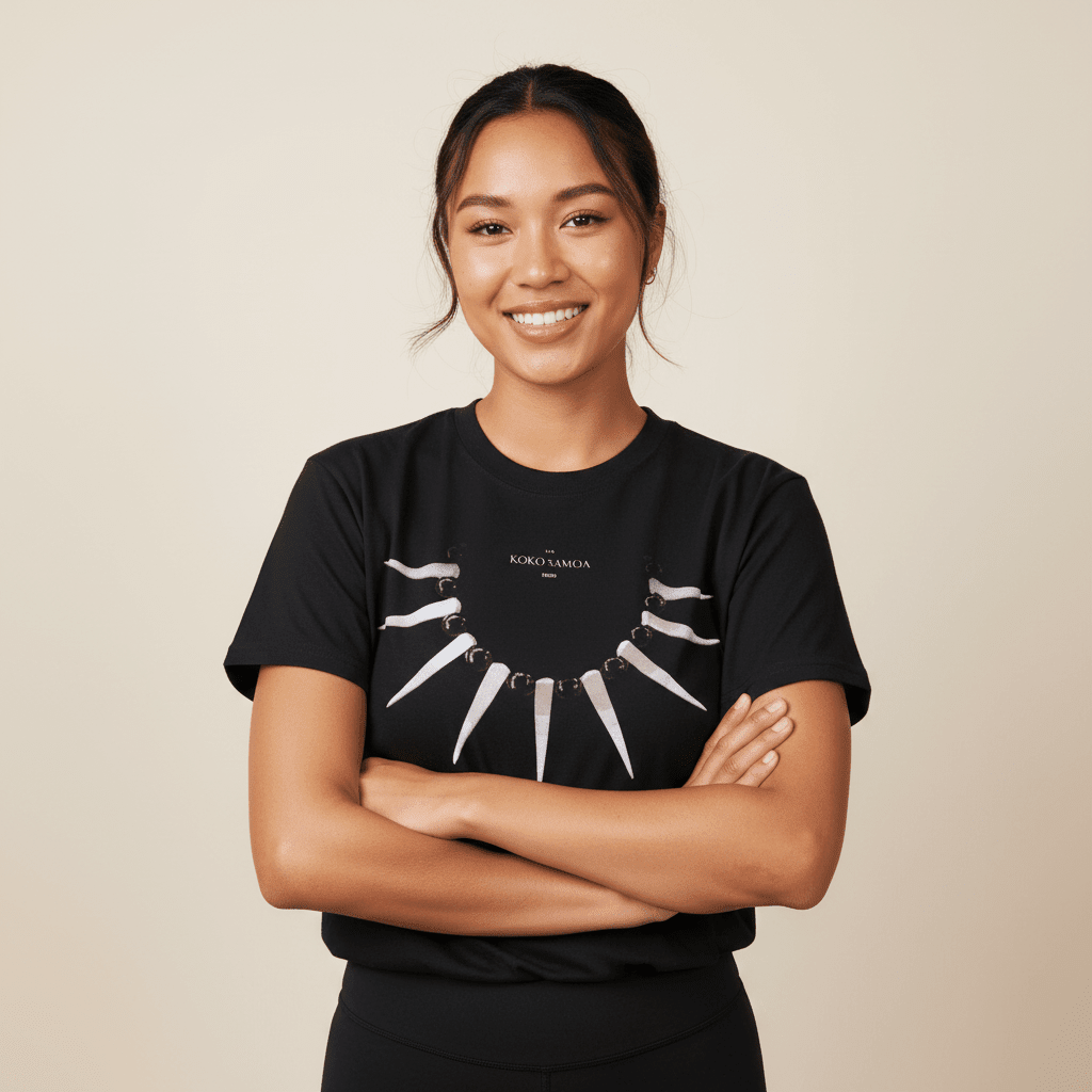 Black heavy unisex tee with the Ula Nifo print, The Koko Samoa