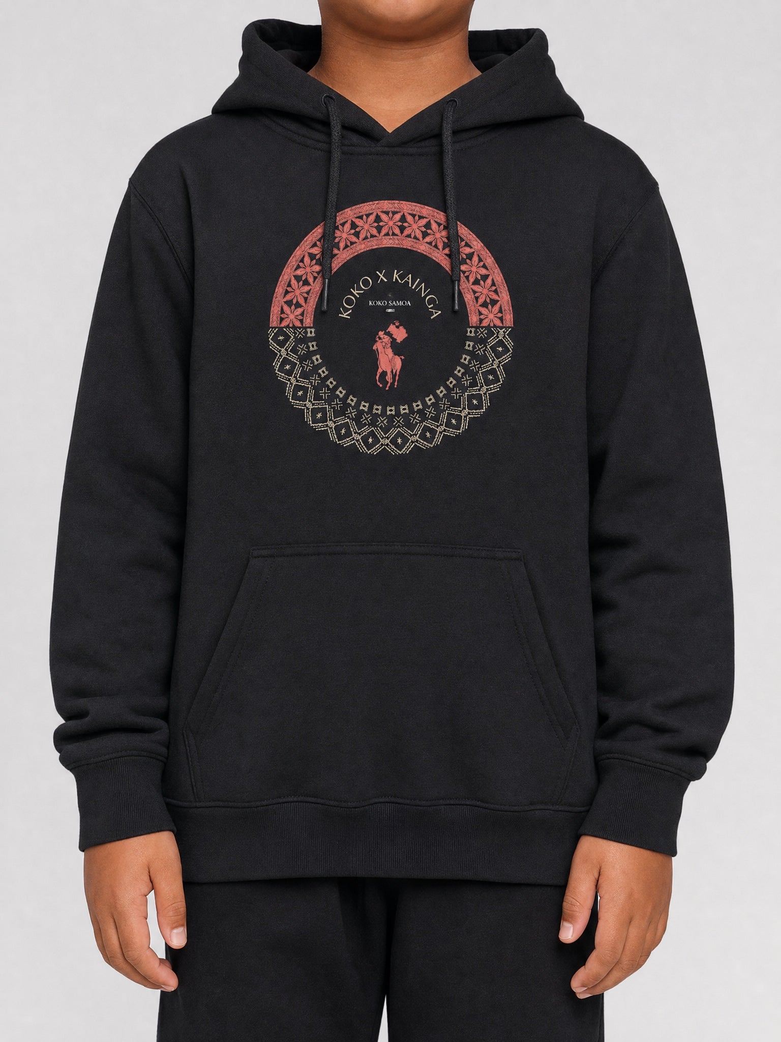 Youth Hoodie - PasifikaOne Tonga Samoa on a light grey studio background