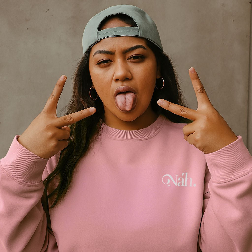 Unisex Heavy Blend Crewneck Sweatshirt - Nah - White Embroidered - AU/NZ/USA - The Koko Samoa