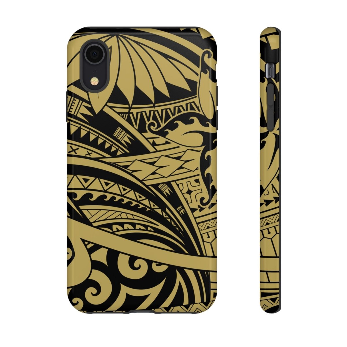 iPhone Tough Phone Case in Bloom Gold, durable protective case for iPhone, featuring floral design and sturdy construction.