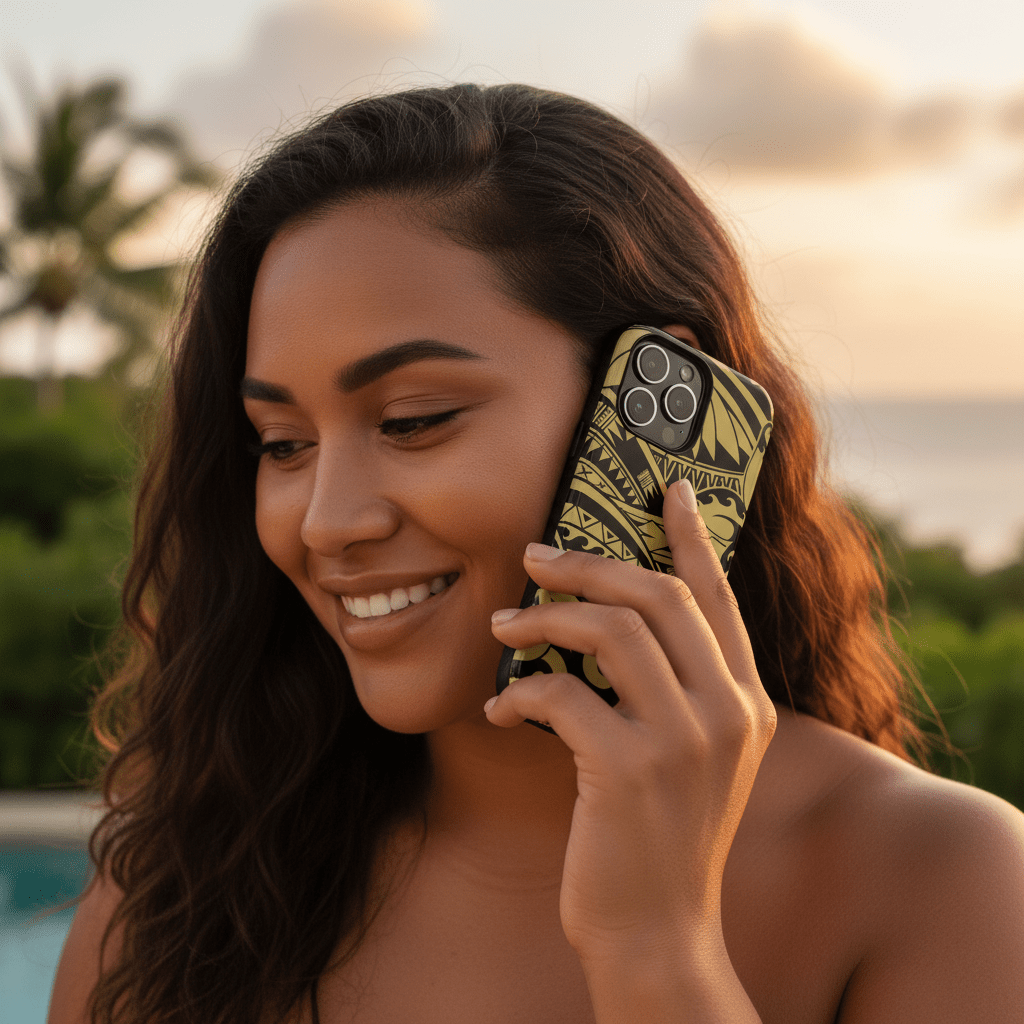 Bloom Gold tough iPhone case for AU/NZ/USA, durable phone protection with floral design for iPhone models.