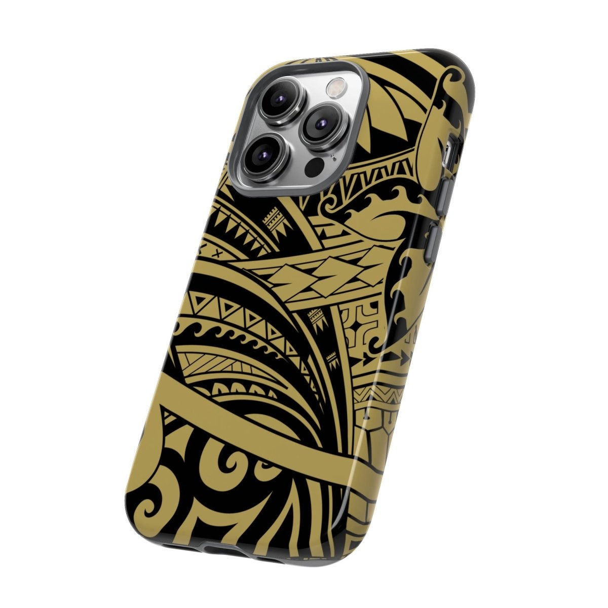 WOYC Bloom Gold tough phone case for iPhone, featuring a vibrant gold floral design, protective and durable for AU/NZ/USA.