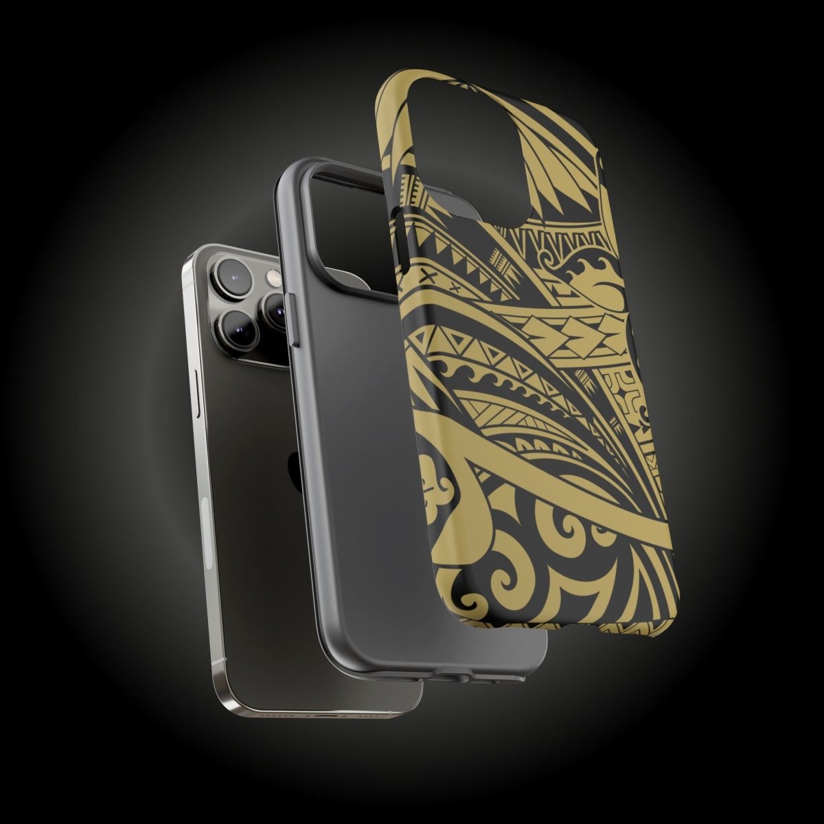 WOYC Bloom Gold tough phone case for iPhone, durable protective cover with floral design, suitable for AU, NZ, and USA models.