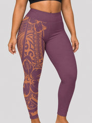 IslandCurvy - 2XL to 6XL Leggings - Bloom Brandied Melon - AU/NZ - The Koko Samoa